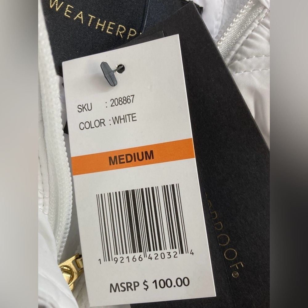WEATHERPROOF Brand Quilted Lined Vest White with Gold Accents ADJUST. WAIST M. - Picture 6 of 15